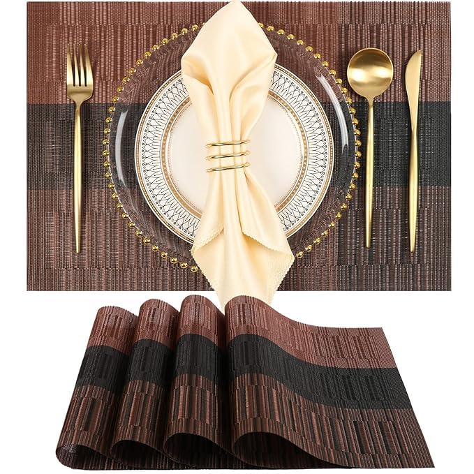 Dining Table Place Mats | Placemats Table Mat PVC Material | NonSlip Heat Resistant | Dining Tablemates Washable AntiSkid | Si