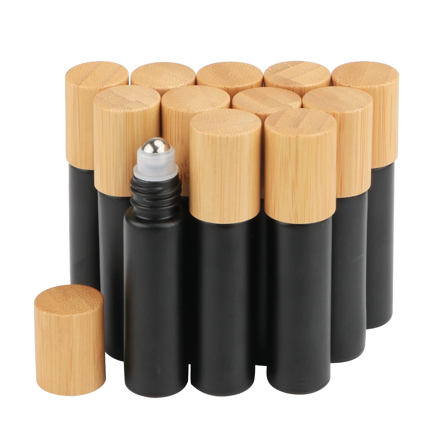 10Ml Glass Roll On Bottles Frosted Black Roller Bottles For Essential Oils Perfume Sample Bottles With Stainless Steel Roller Ba