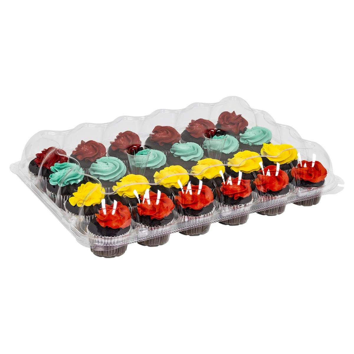 5 Cupcake Containers Plastic Disposable | Clear Mini Cupcake Boxes 24 Compartment Cupcake Holders Disposable Cupcake Carrier | 2