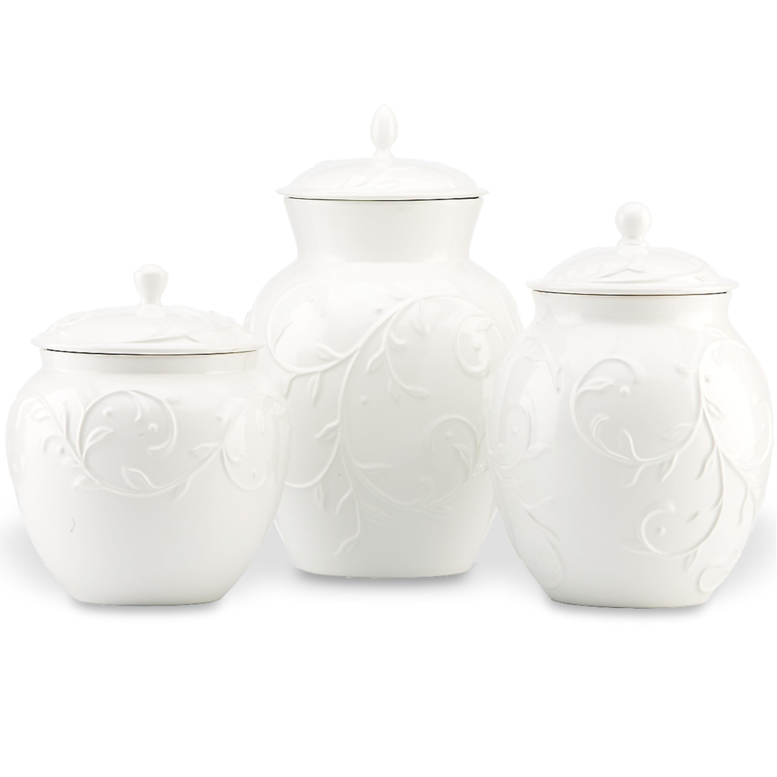 Lenox Opal Innocence Carved 3-Piece Canister Set  6.00 LB  White