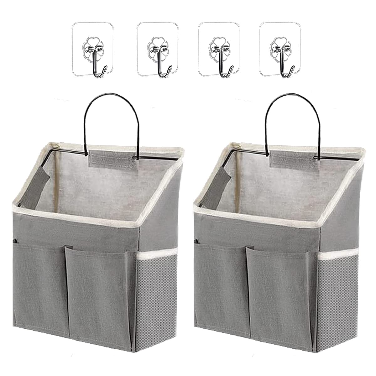 Fantasyon 2 Pack Wall Hanging Storage Bag Large Hanging Storage Basket With Pockets Linen Cotton Fabric Waterproof Door Hanging