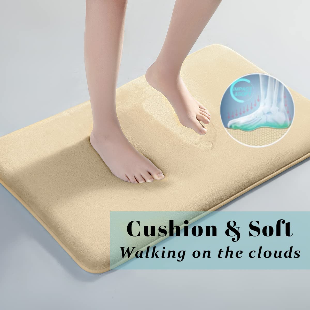 Sonoro Kate Bathroom Rugs, Ultra Absorbent & Non-Slip Memory Foam Bath Rugs, Machine Washable Bathroom Mats, Soft Velvet Bath Ma