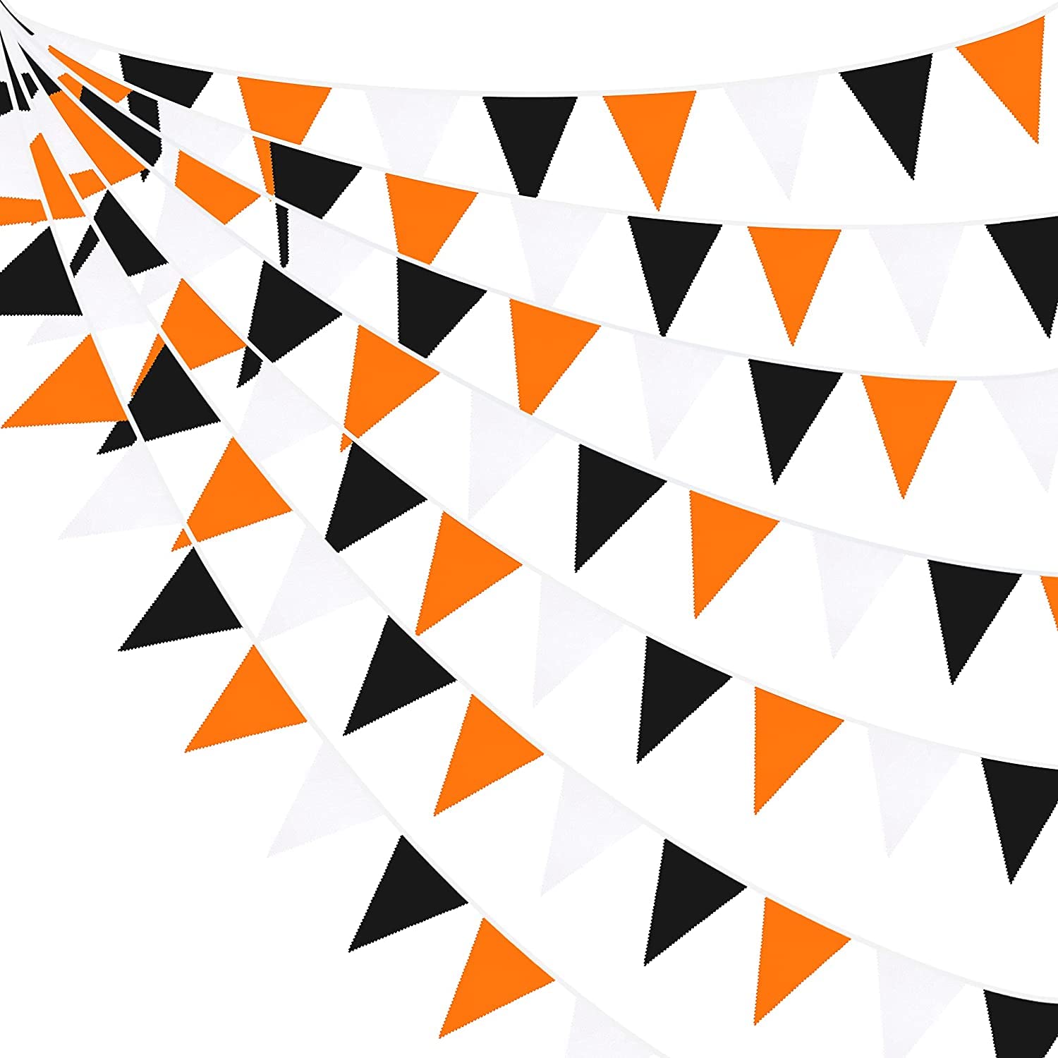 32Ft Orange Black White Graduation Party Decorations 2023 Halloween Pennant Banner Fabric Triangle Flag Bunting Garland For Than