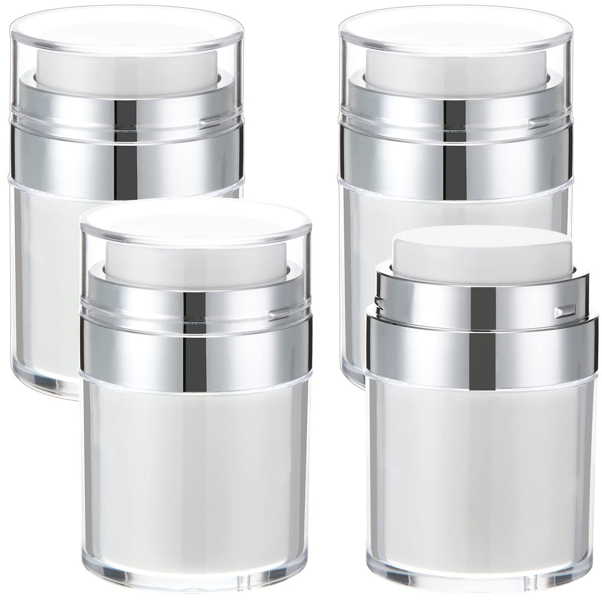 4 Pack Empty Airless Pump Jar Acrylic Airless Cosmetic Container Portable Refillable Travel Size Cream Jar Vacuum Bottle Lotion