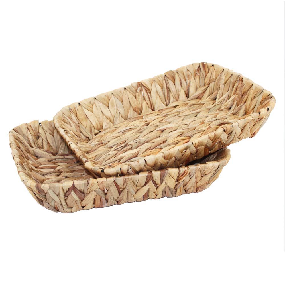 Fruit Tray, Grass Weaving Storage Bins For Fruit Or Tea,Arts And Crafts.(2) (Rectanglec-2Pc)