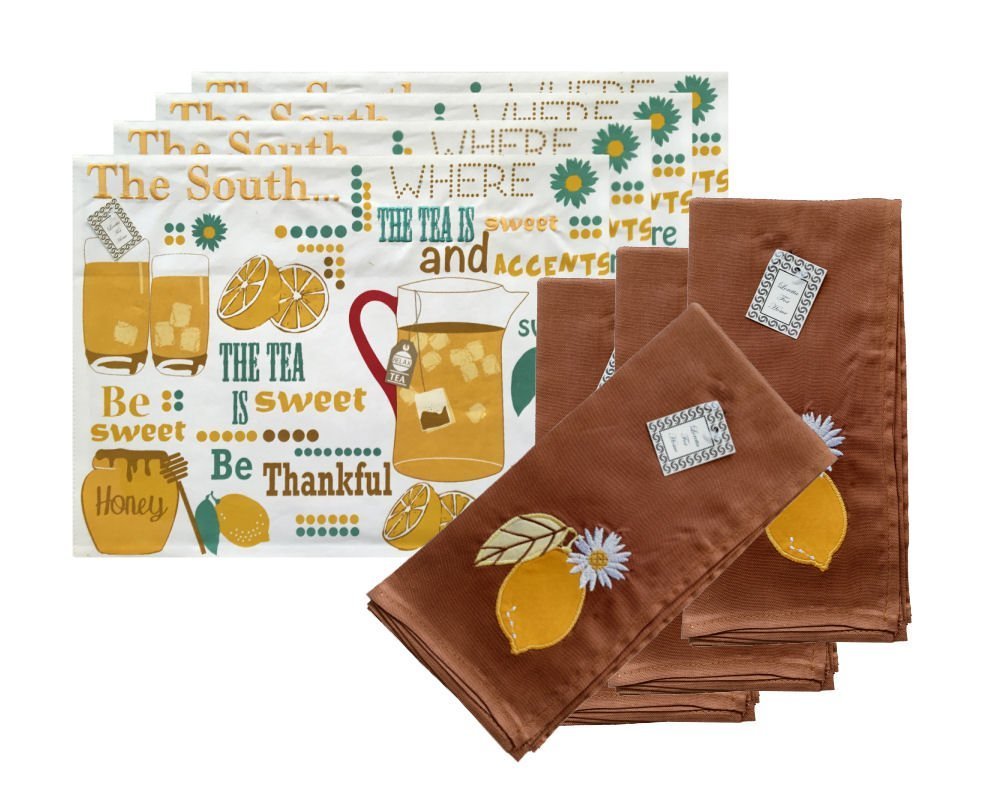 Southern Sayings Sweet Tea 8Pc Placemat/Napkin Dining Set