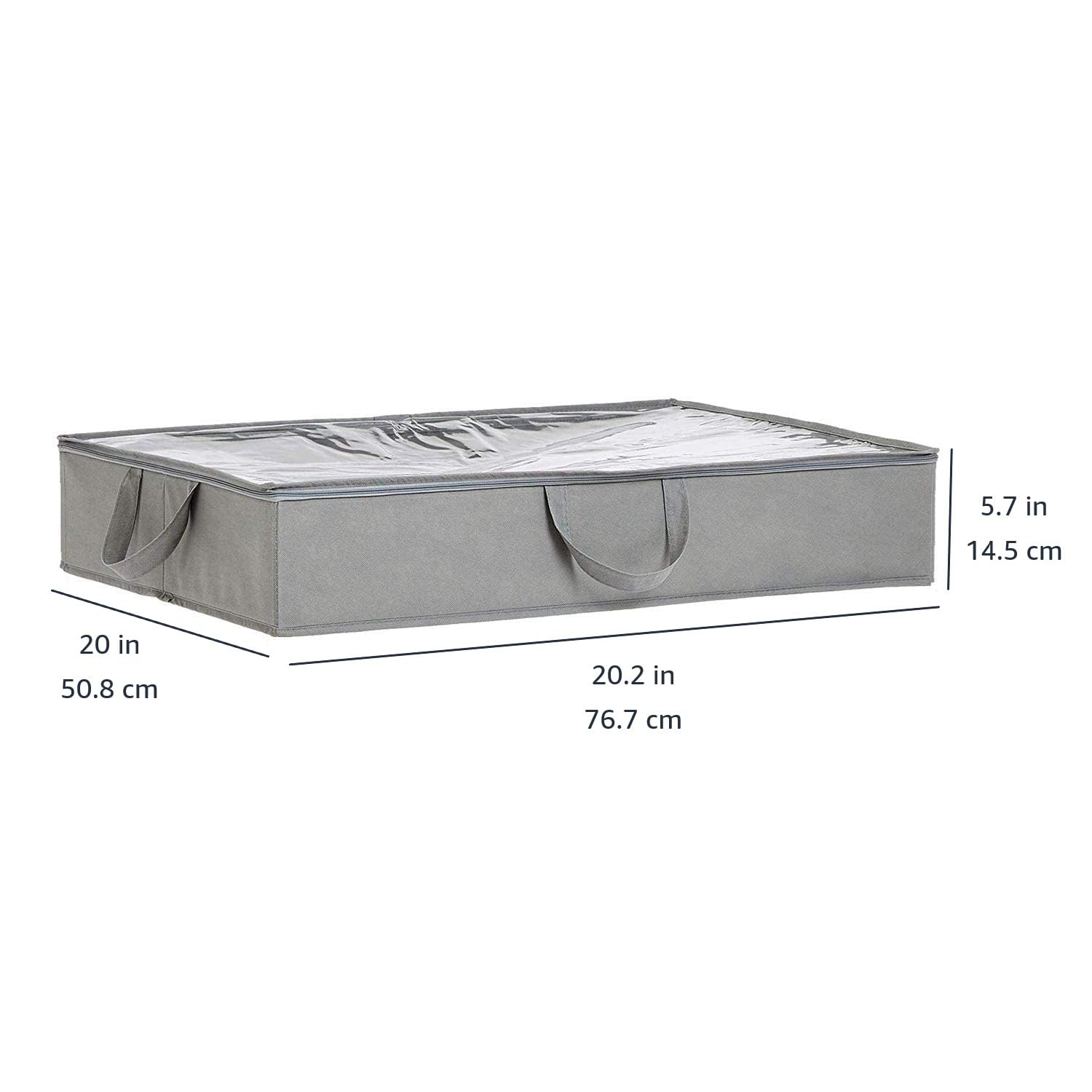 Amazon Basics Under Bed Fabric Storage Container Bags with Window and Handles - 2-Pack, 30.2 x 20 x 5.7 Inches, Gray