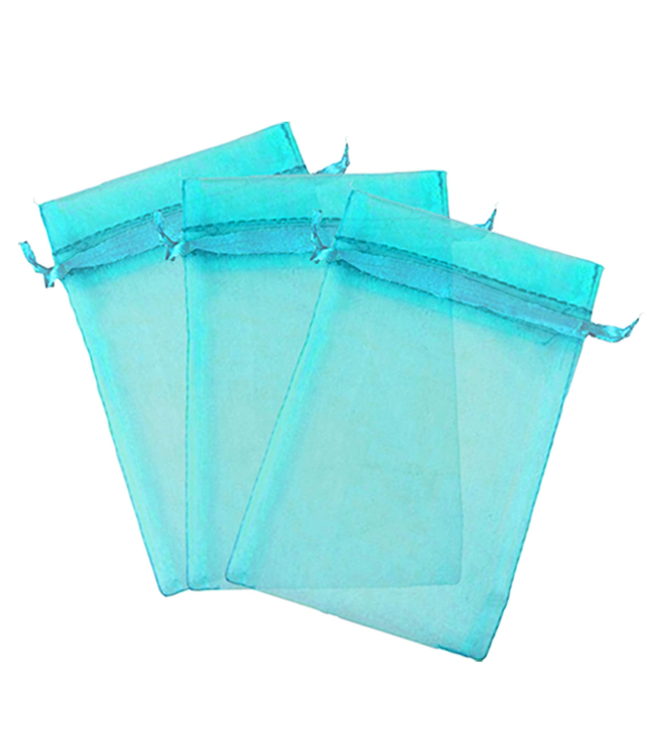 100 Pcs Turquoise 5X7 Sheer Drawstring Organza Bags Jewelry Pouches Wedding Party Favor Gift Bags Gift Bags Candy Bags Kyezi Des