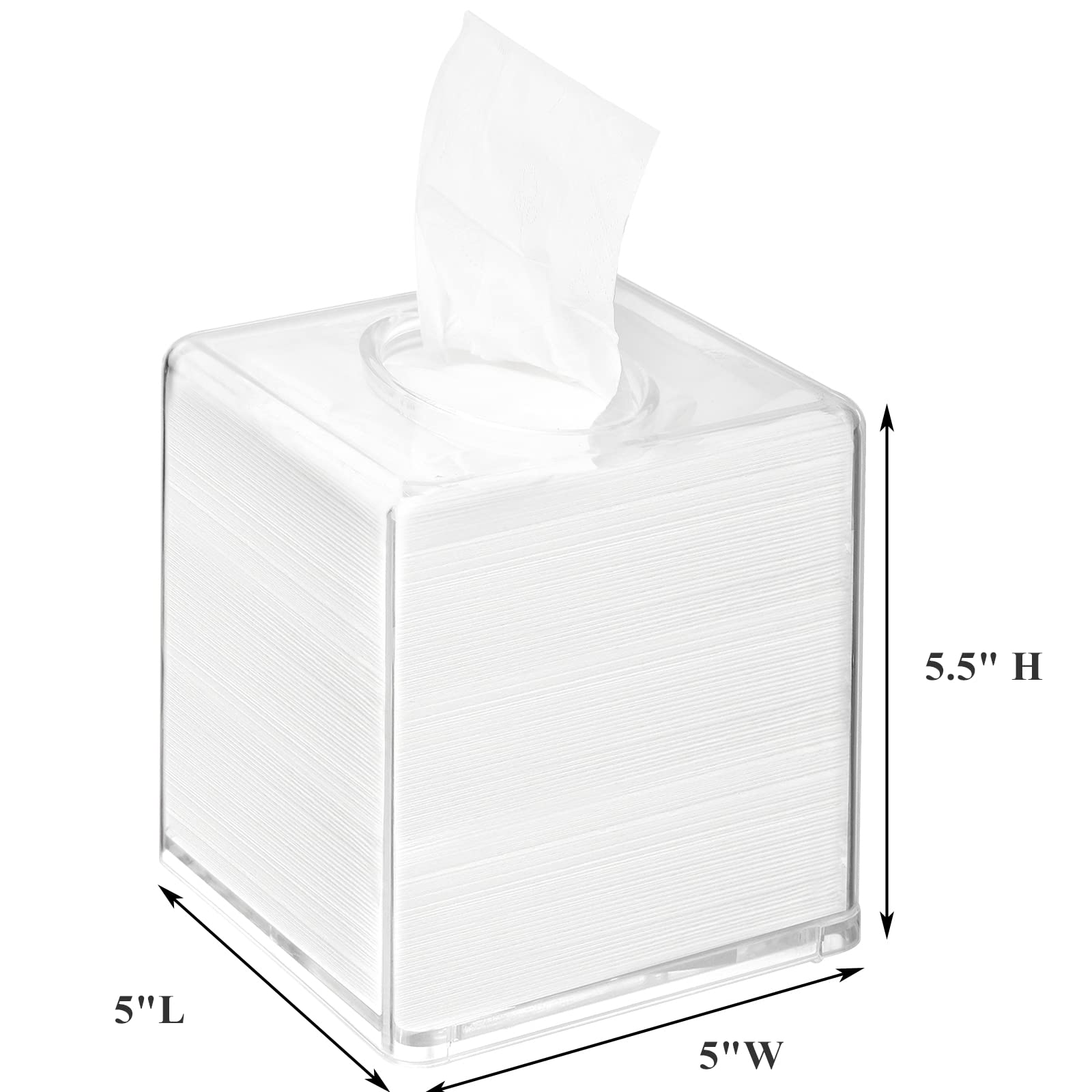 Yopay 2 Pack Square Tissue Dispenser Box, Clear Facial Acrylic Tissue Box Holder, Cover Napkin Organizer For Dryer Sheets, Bathr
