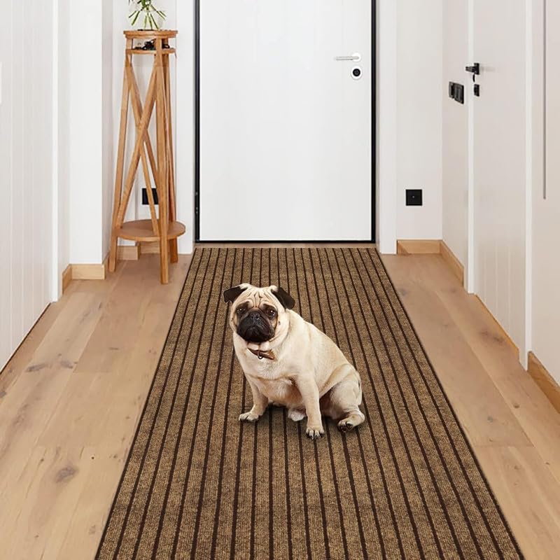 Tib AntiSlip Door Mat With Pvc Rubber Backing, Water & Stain Resistant Striped Floor Mat For Home Entrance, Bathroom & Kitchen,