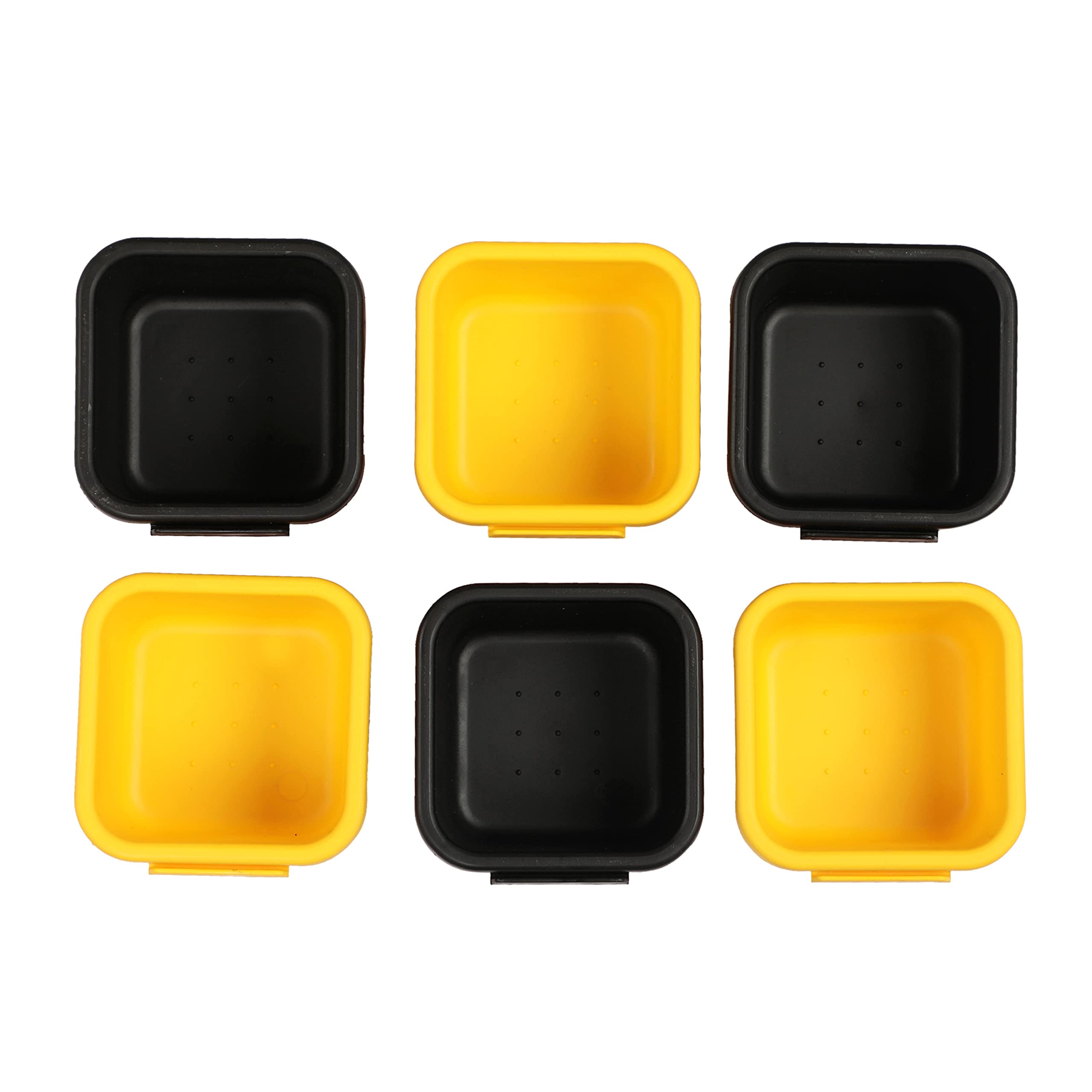 Cutting Edge Plasticset Of 6 (Black & Yellow) Interlocking Drawer Organizer For Cutlery & Desk Storage Set, Divider Or Separator