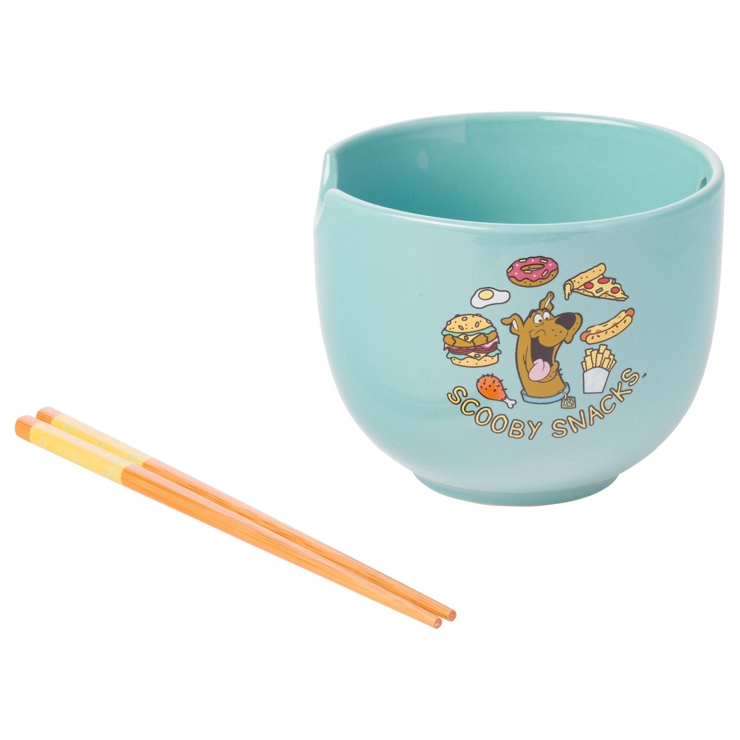 Silver Buffalo Scooby-Doo Scooby Snacks Ceramic Ramen Noodle Rice Bowl With Chopsticks, Microwave Safe, 20 Ounces