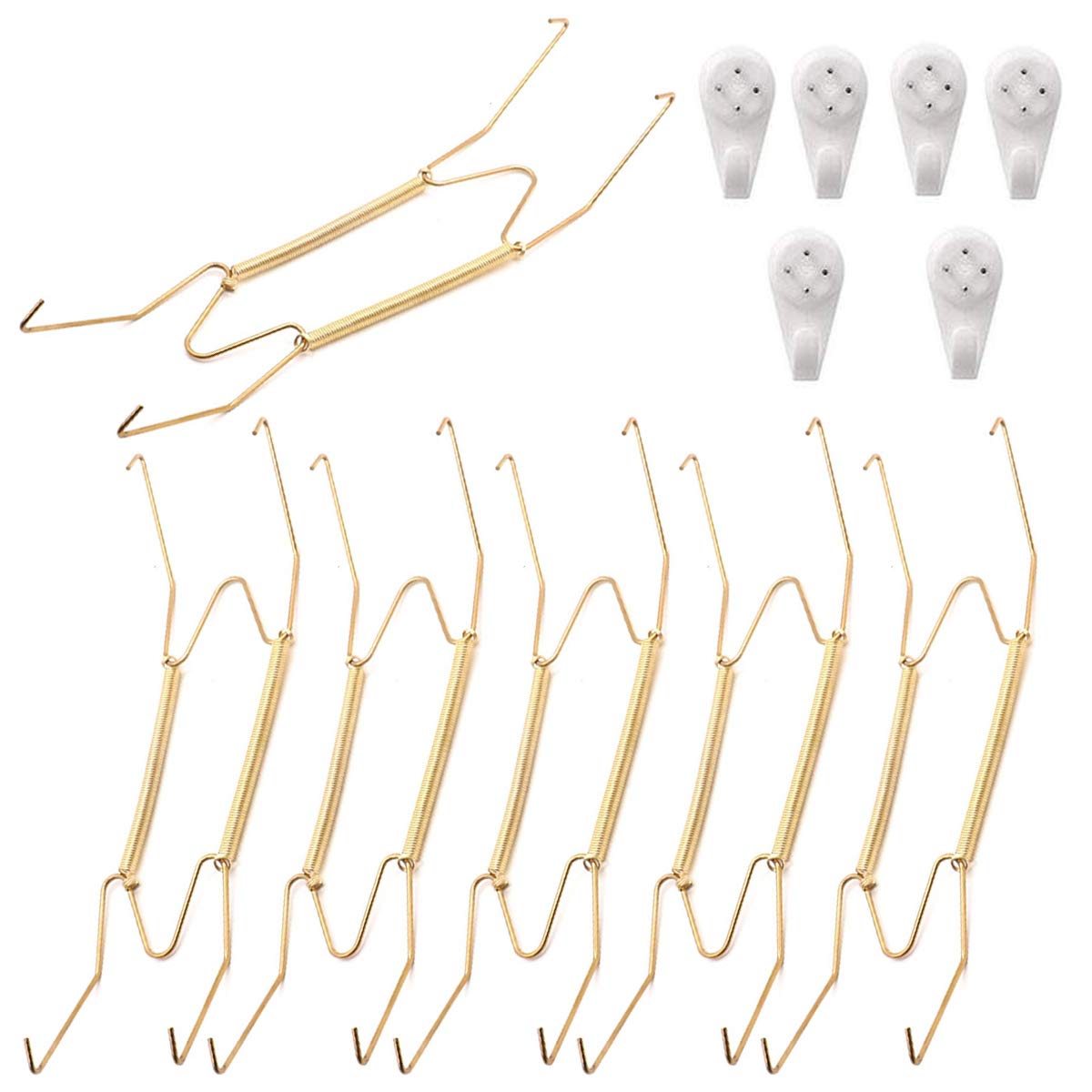6 Pieces 8 Plate Hangers Invisible Wall Plate Hanger Spring Style Invisible Plate Tray Display Hanger Holds Decorative Plate Han