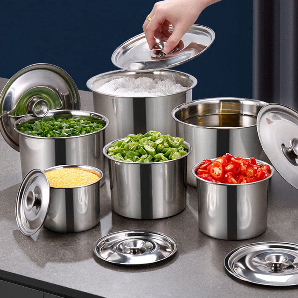 Yardwe 2Pcs Stainless Steel Cover Bowl 5In Universal Small Pot Lid Mini Pan Lid Bowl Covers Saucepan Cover Spices Pots Cover Sea