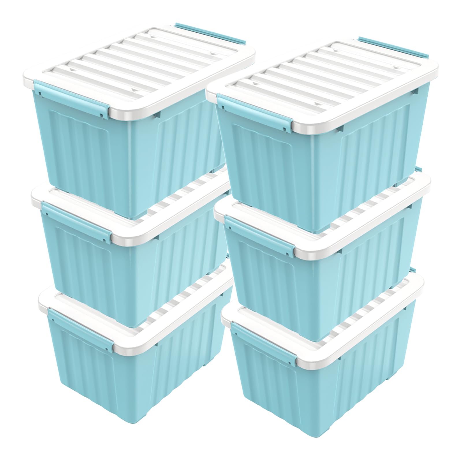 Nazhura 97 Quart Plastic Storage Bin, Stackable And Nestable Storage Boxes With White Lids And Secure Latching Buckles, Large St