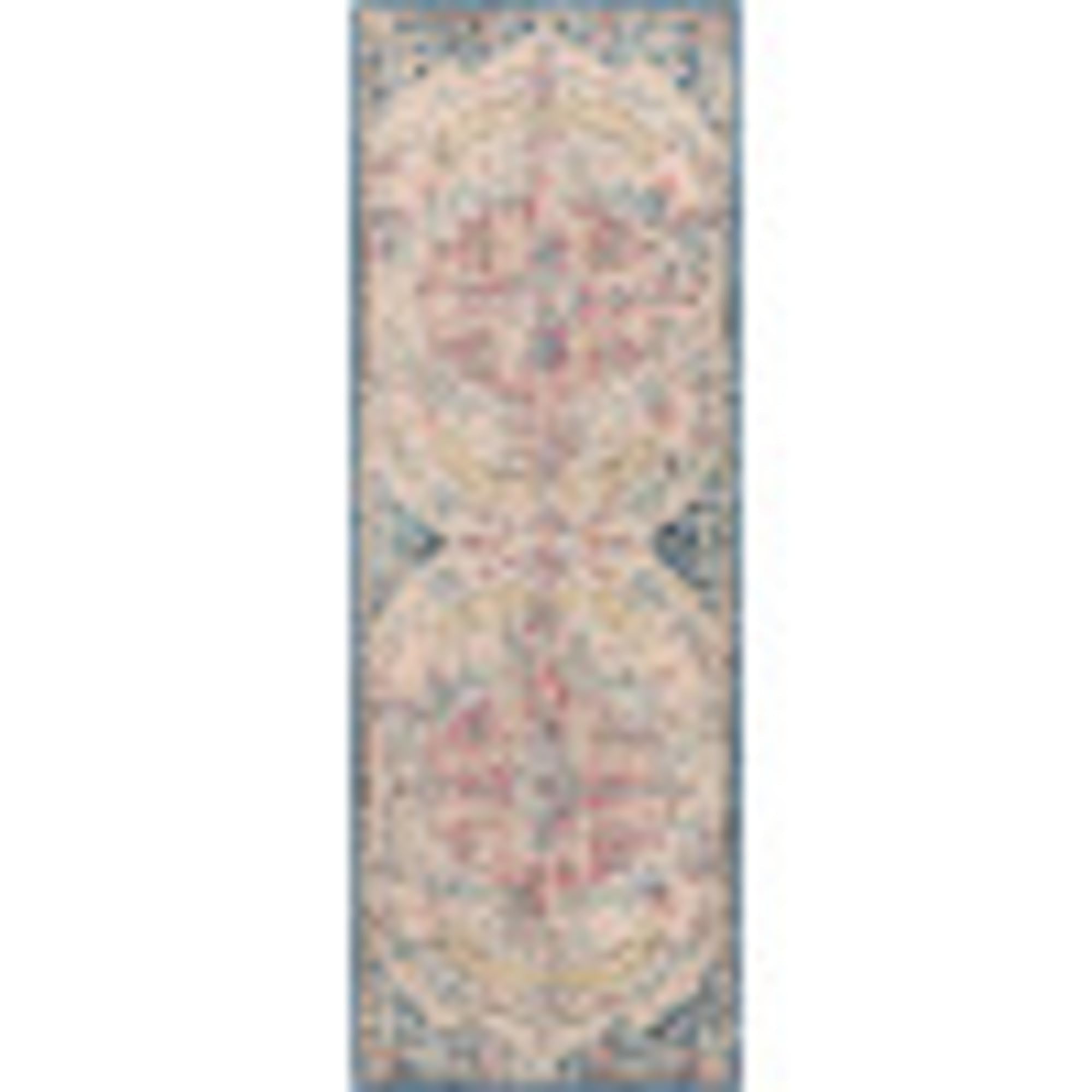 Livabliss Area Rugs - 3x7 Odelia Vintage Boho Aqua Burgandy Blue Runner Area Rug for Living Room Bedroom - Floral Medallion Stai