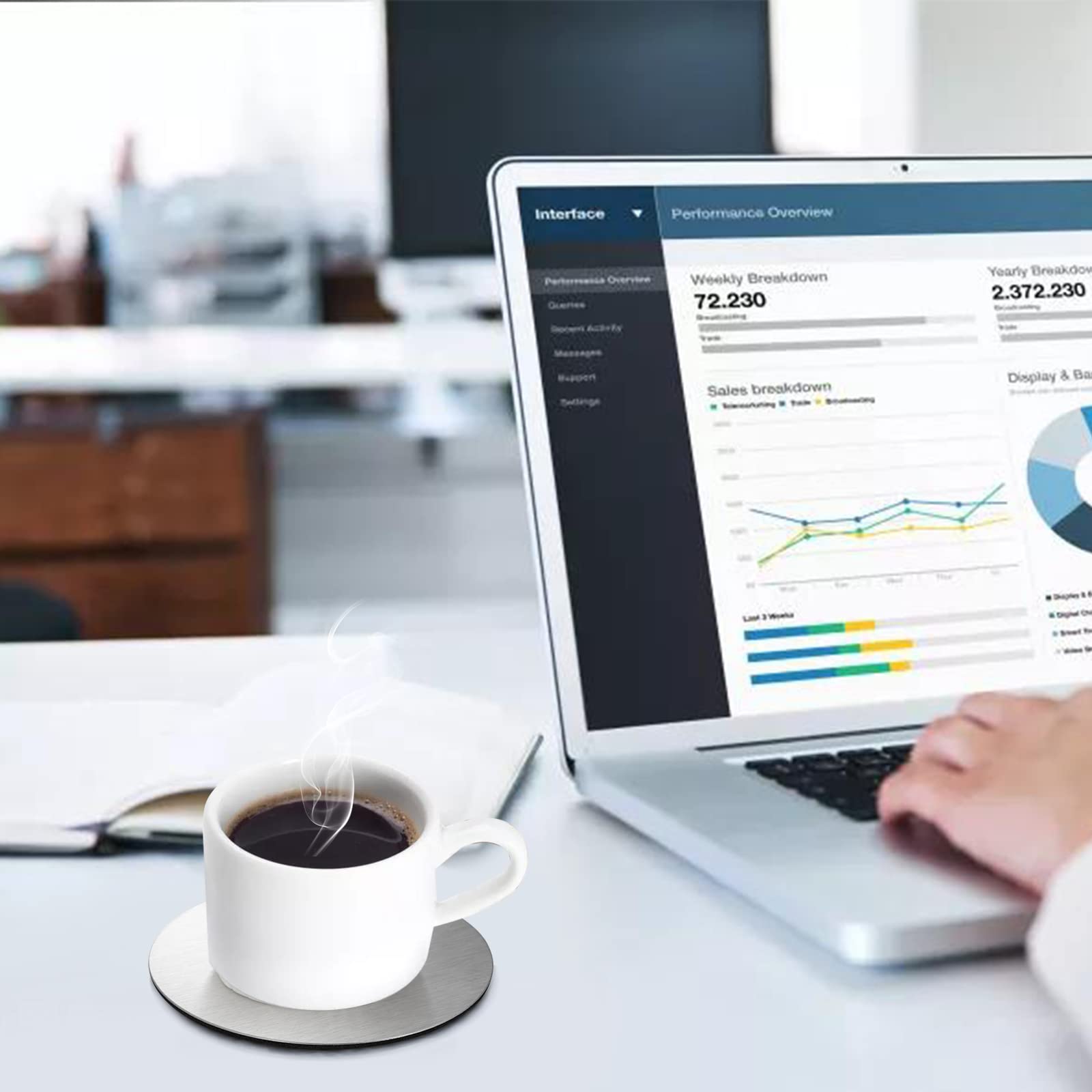 Hiceeden 18 Pack 4 Inch Stainless Steel Coasters, Round Silver Modern Coasters With 3 Holder, Rubber Foam Anti-Slip Bottom Coast