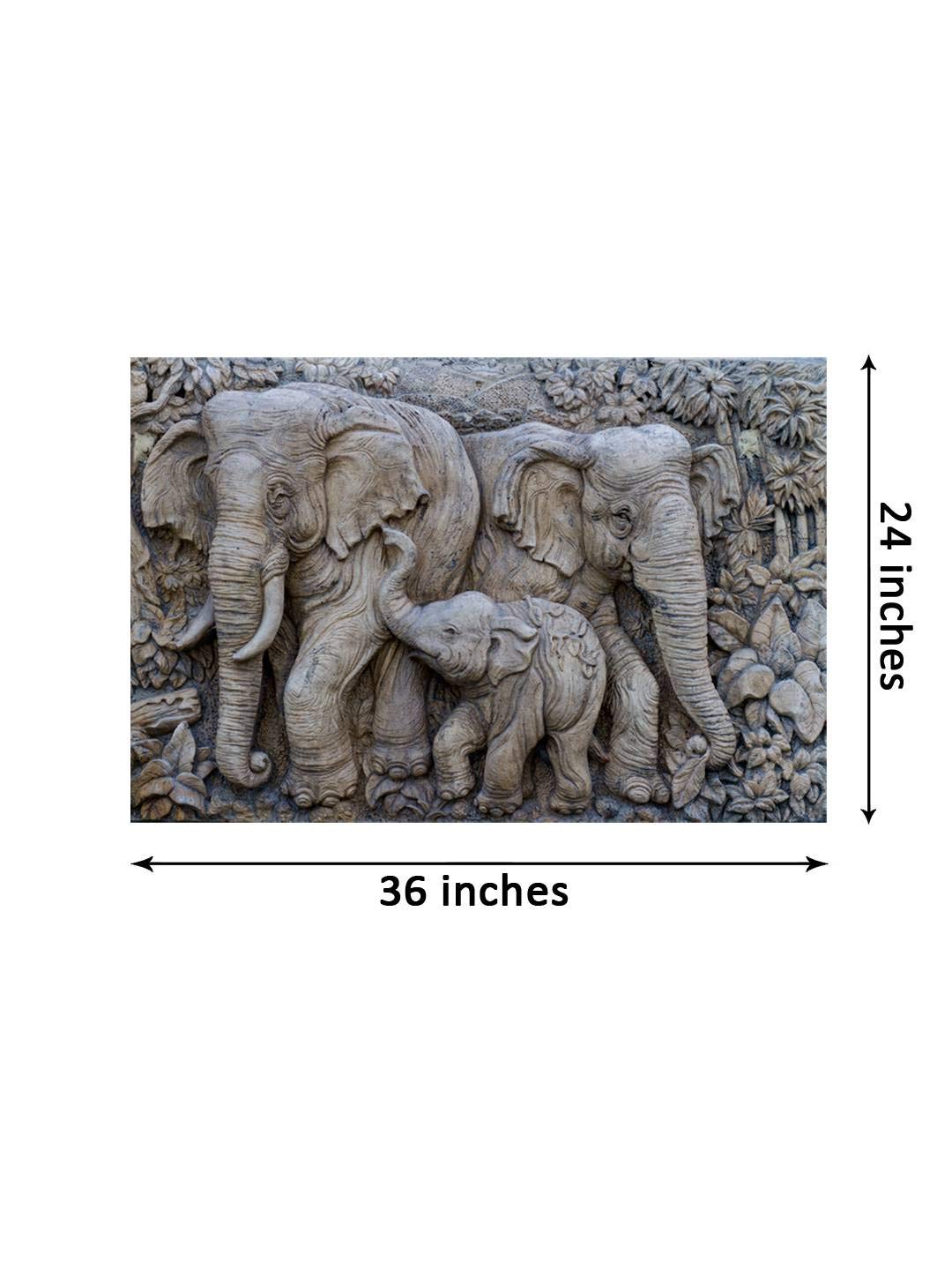 999Store Wooden Stretched Framed Elephant Painting for Living Room, Canvas 24x36 Inches, Modern Stylish Hanging