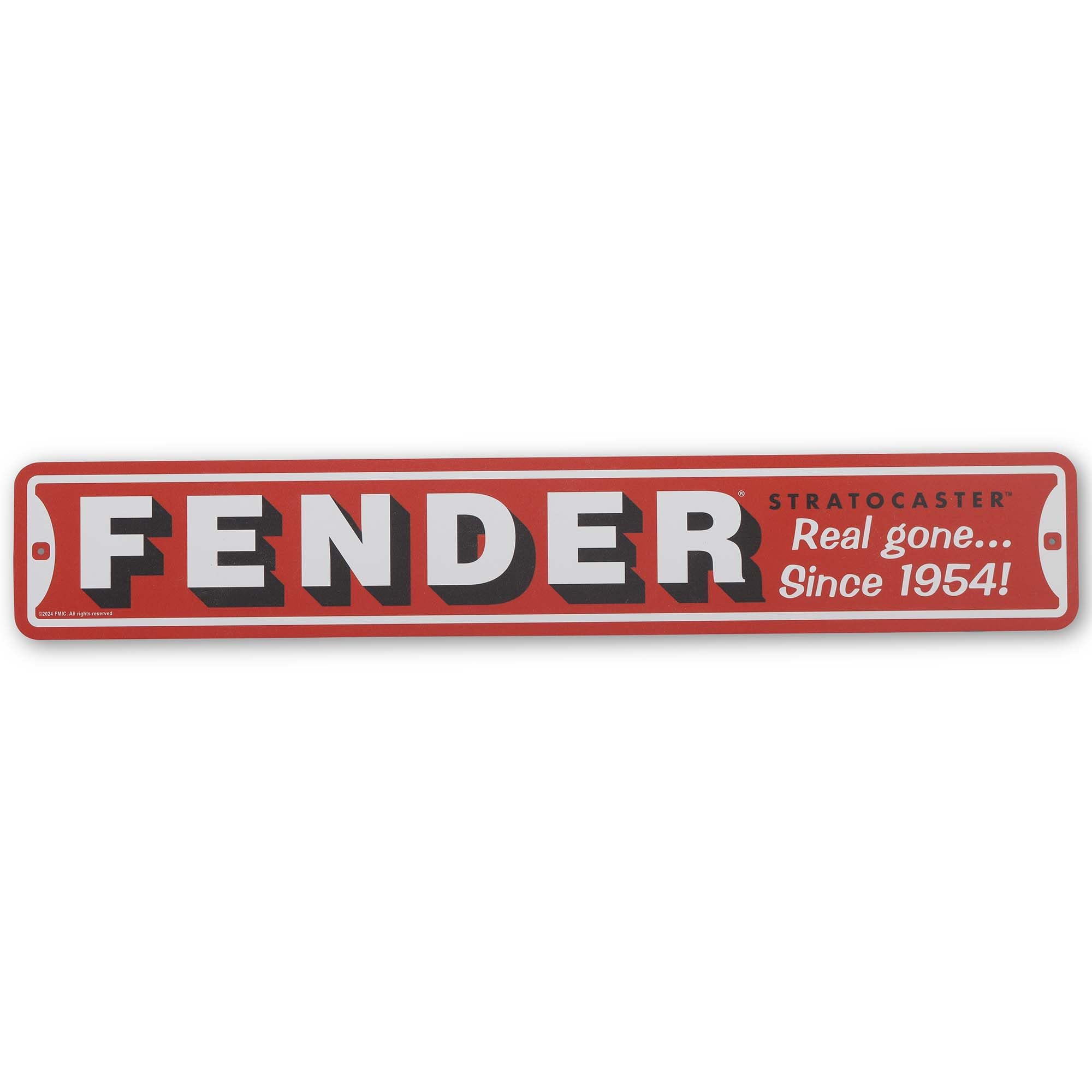 Fender Stratocaster Metal Street Sign - Large Fender Wall Decor for Music Room or Man Cave
