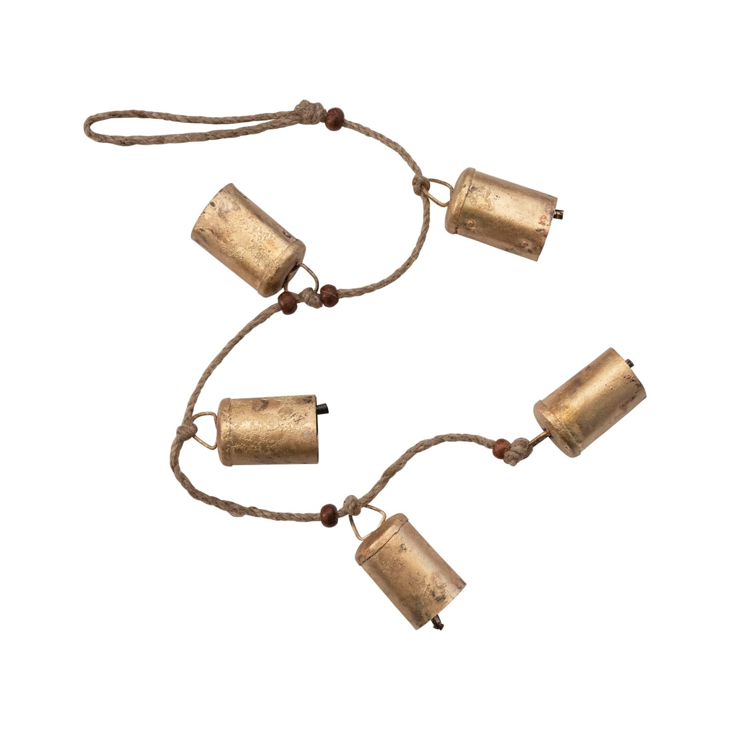 Creative Co-Op 28 Hanging Metal Bells on Jute Rope