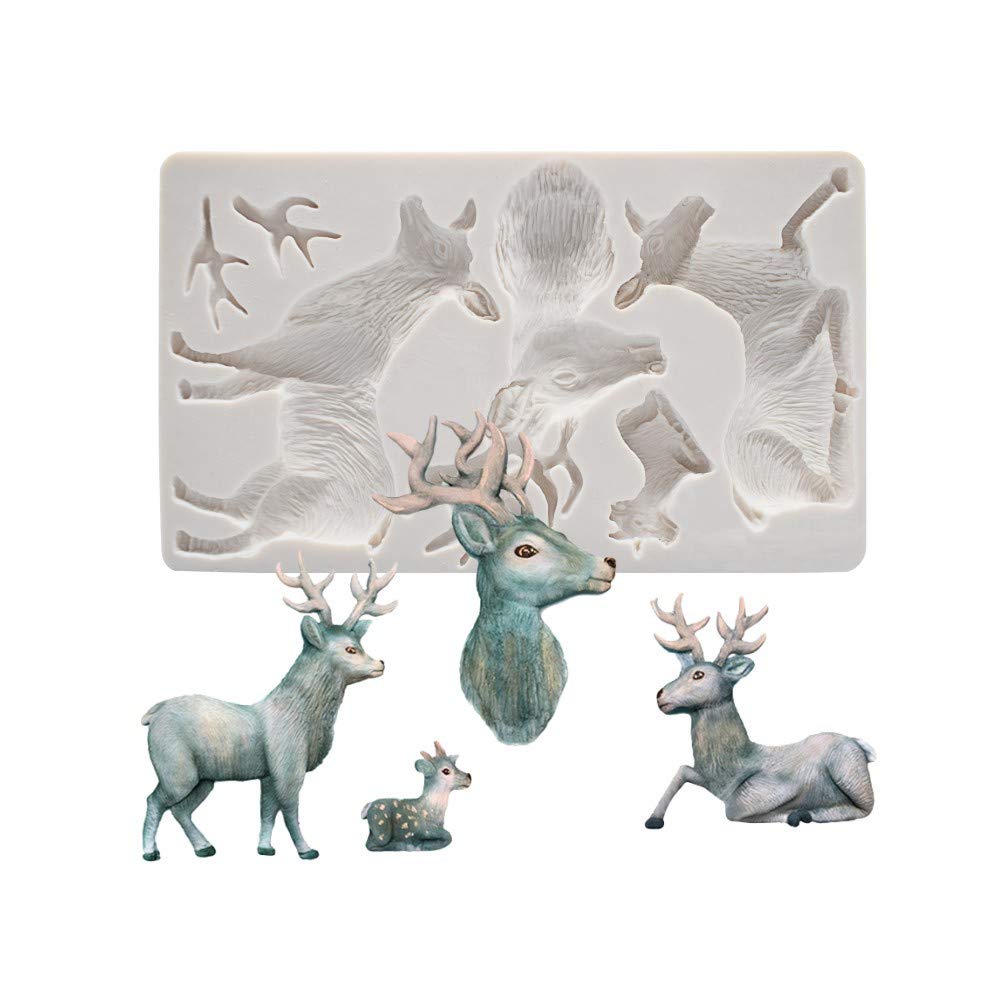 Christmas Reindeer Cake Fondant Mold Elk Deer Silicone Sugar Craft Gum Paste Mold Cake Cupcake Decorating Tools Polymer Clay Res