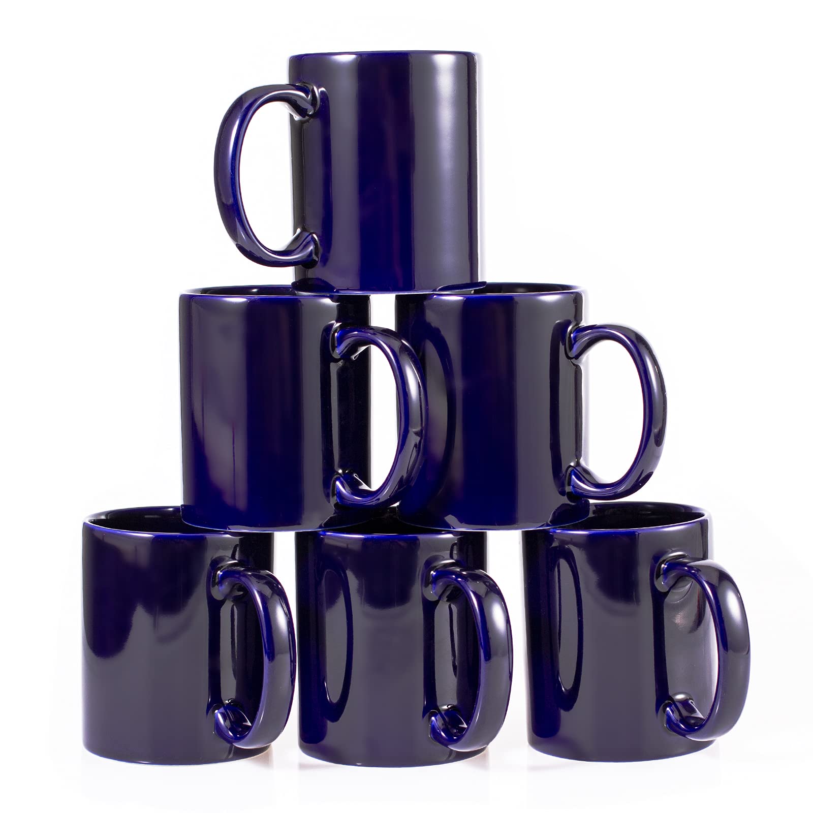 Bycnzb 12Oz Coffee Mug Set Of 6 Coffee Mugs For Coffee, Tea, Cocoa, Milk(Cobalto)