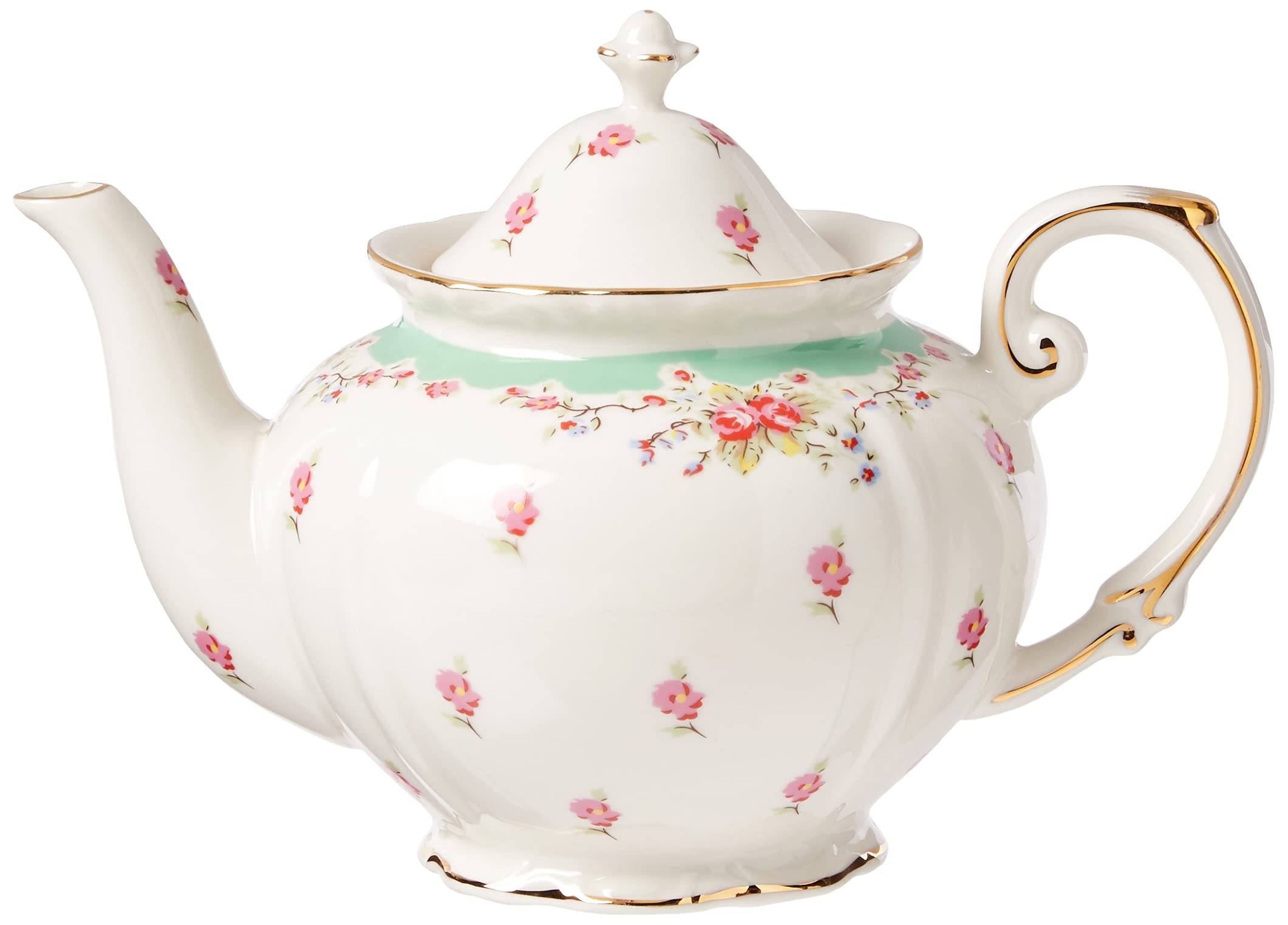 Gracie China By Coastline Imports Green 5-Cup Gracie China Vintage Rose Porcelain Teapot