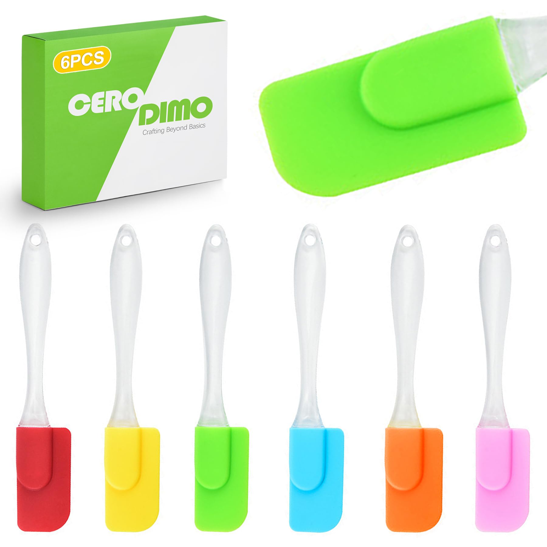 CeroDimo 6Piece Mini Silicone Spatula Set  Heat Resistant NonStick Small Scraper Turner for Baking Cooking Mixing Frying and 