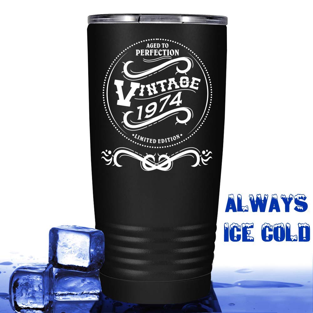 1974 Aged To Perfection Vintage | 46Th Birthday Gifts For Men And Women | Funny Vintage 46 Year Old Presents | 20 Oz Party Stain