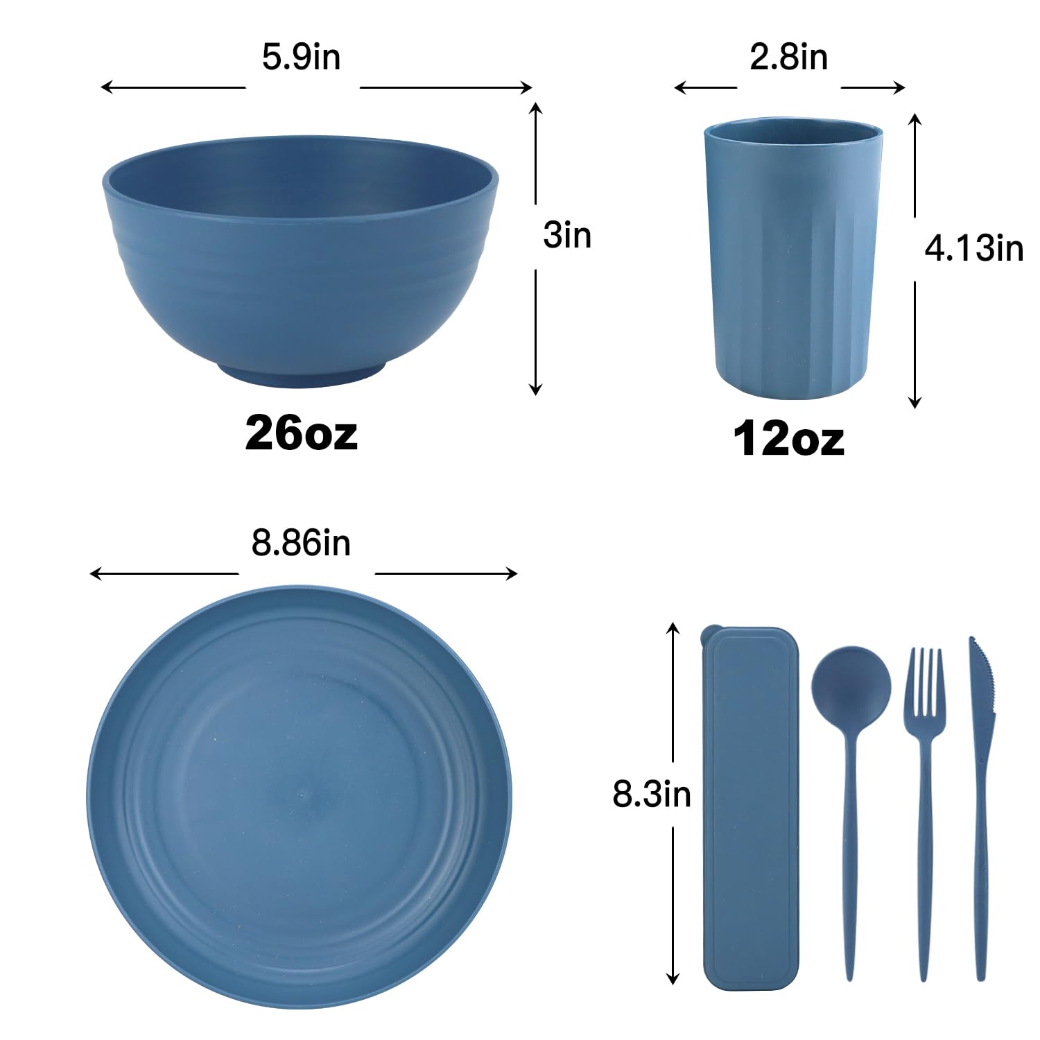 28 Piece Wheat Straw Dinnerware Sets,Dishwasher & Microwave Safe Plates And Bowls Sets - Unbreakable Plastic Dinnerware Sets For