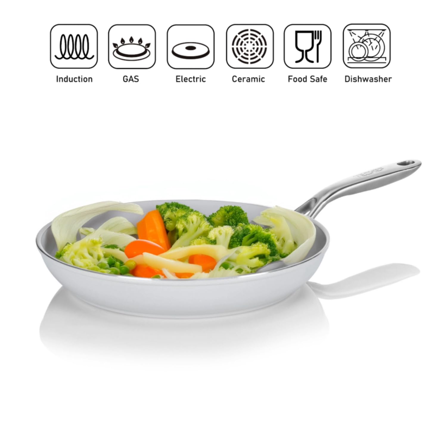 Techef - Ceraterra 10 Ceramic Nonstick Frying Pan Skillet, (Ptfe, Pfas, And Pfoa Free), Dishwasher Oven Safe, Stainless Steel Ha