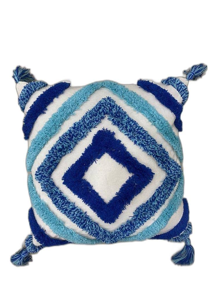 Wisdom Decor Sofa Cushion Cover Cotton For Living Room Couch Soft Pillow Cover Size 16X16 Inch Blue Diamond Pack Of 1