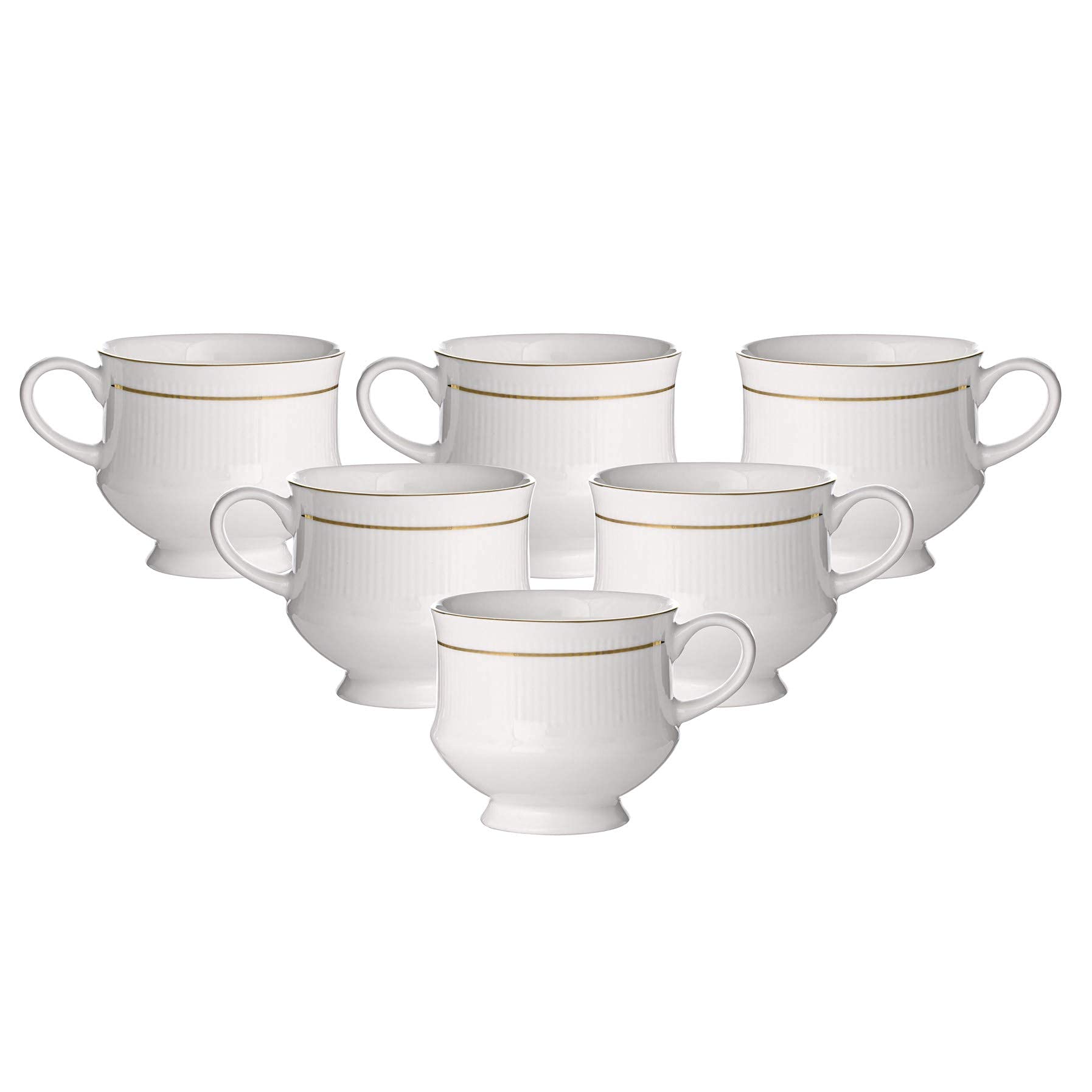 Clay Craft Elegant Gold Line Coffee/Tea Cups Set Of 6, Perfect For Daily Use 180 Ml, (Mona-Set Of 6), Tea Cup Set Of 6, Mugs For
