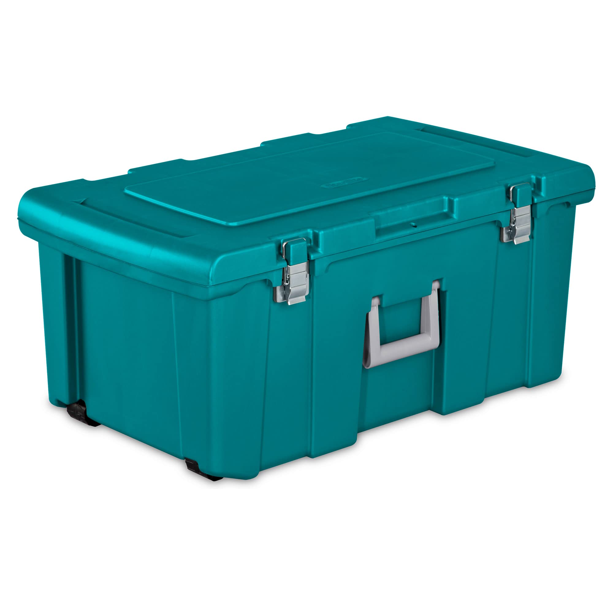 Sterilite Footlocker, Stackable Wheeled Storage Bin With Handle And Latching Lid, Plastic Rolling Container For Home Organizatio