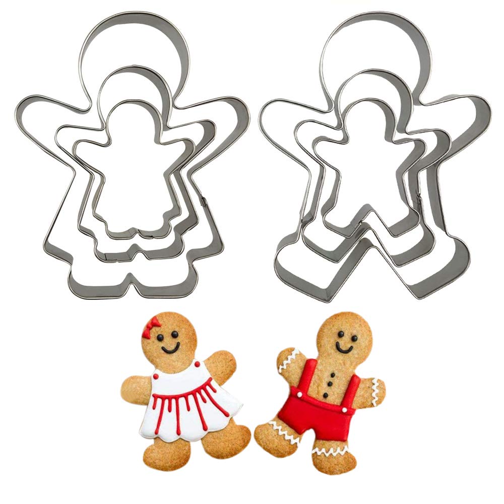 6Pcs Cute Funny Gingerbread Boy And Girl Christmas Lebkuchen Cookie Cutter Molds, Like A Family By Cspring