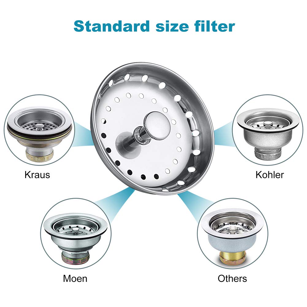 Carry360 Stainless Steel Kitchen Sink Drain Strainer 6 Pack, Anti-Clogging Stopper, Silver
