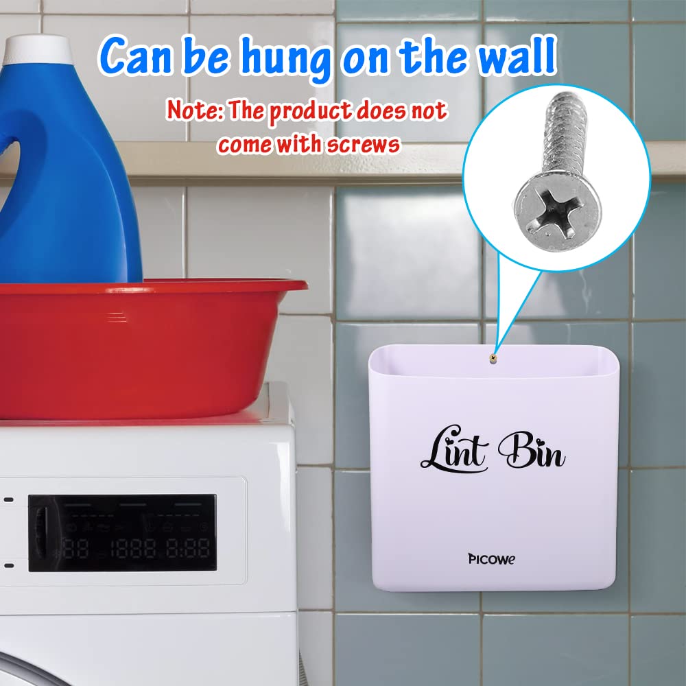 Picowe Magnetic Laundry Storage, Large Lint Holder Bin For Laundry Room, Space-Saving Trash Container Hanging On Dryer, Washer O