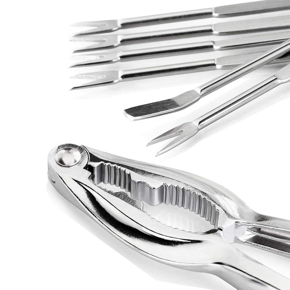 Lobster Crackers And Picks Set, 8Pcs Crab Leg Cracker Tools - Stainless Steel Seafood Crackers & Forks Nut Cracker Set & Storage