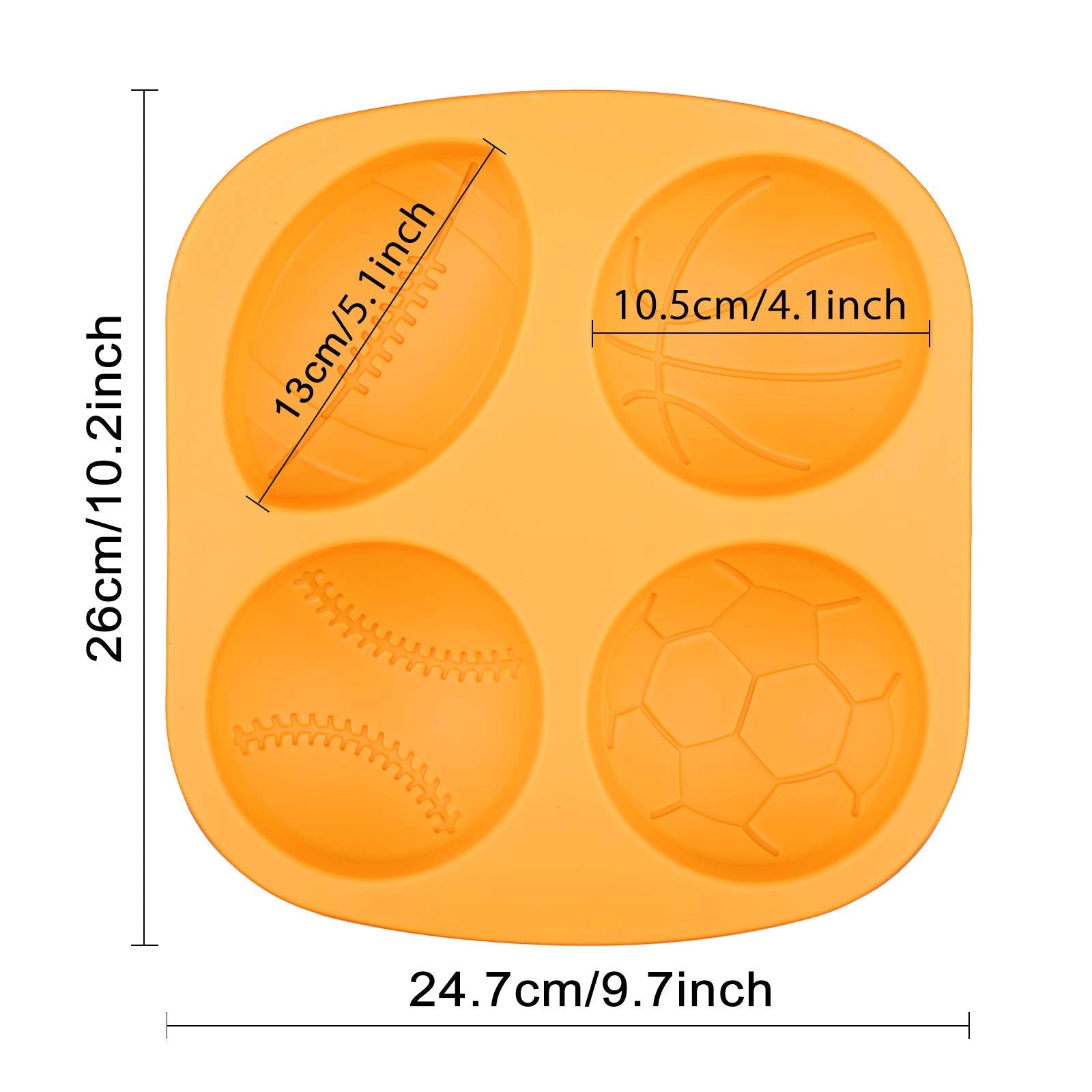 Giant Size Sports Balls Silicone Ice Cube Mold Athlete Basket Ball Rugby Tennis Soccer Football Chocolate Candy Jello Shot Mold