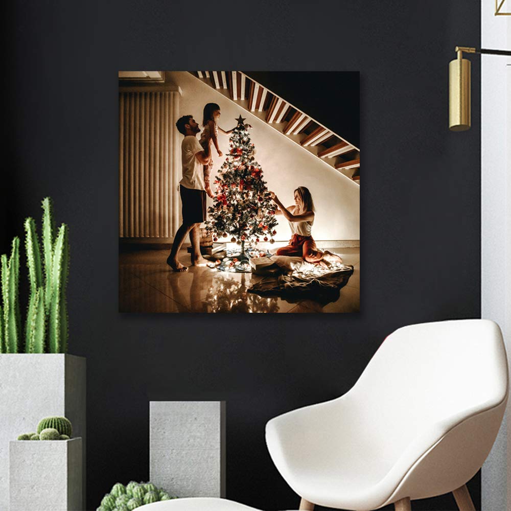 H5Print Custom Canvas Prints Personalized Wall Art With Your Christmas Photos/Pictures Digitally Printed - 24X24Inches