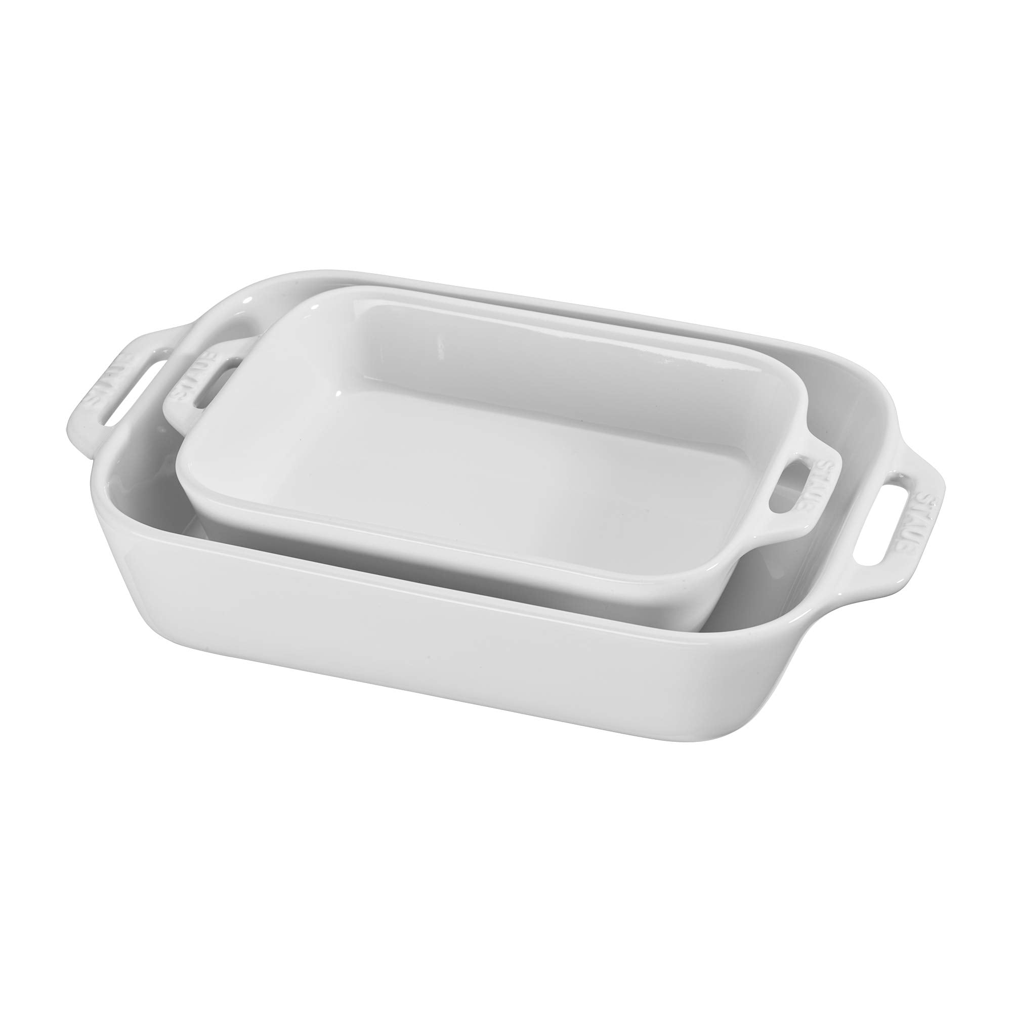 STAUB Ceramic Rectangular Baking Dish Set, 2 pc, White
