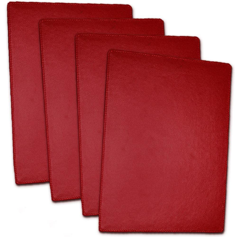 Faux Leather Placemats For Dinner Table - Pack Of 4 (Red (Plain))