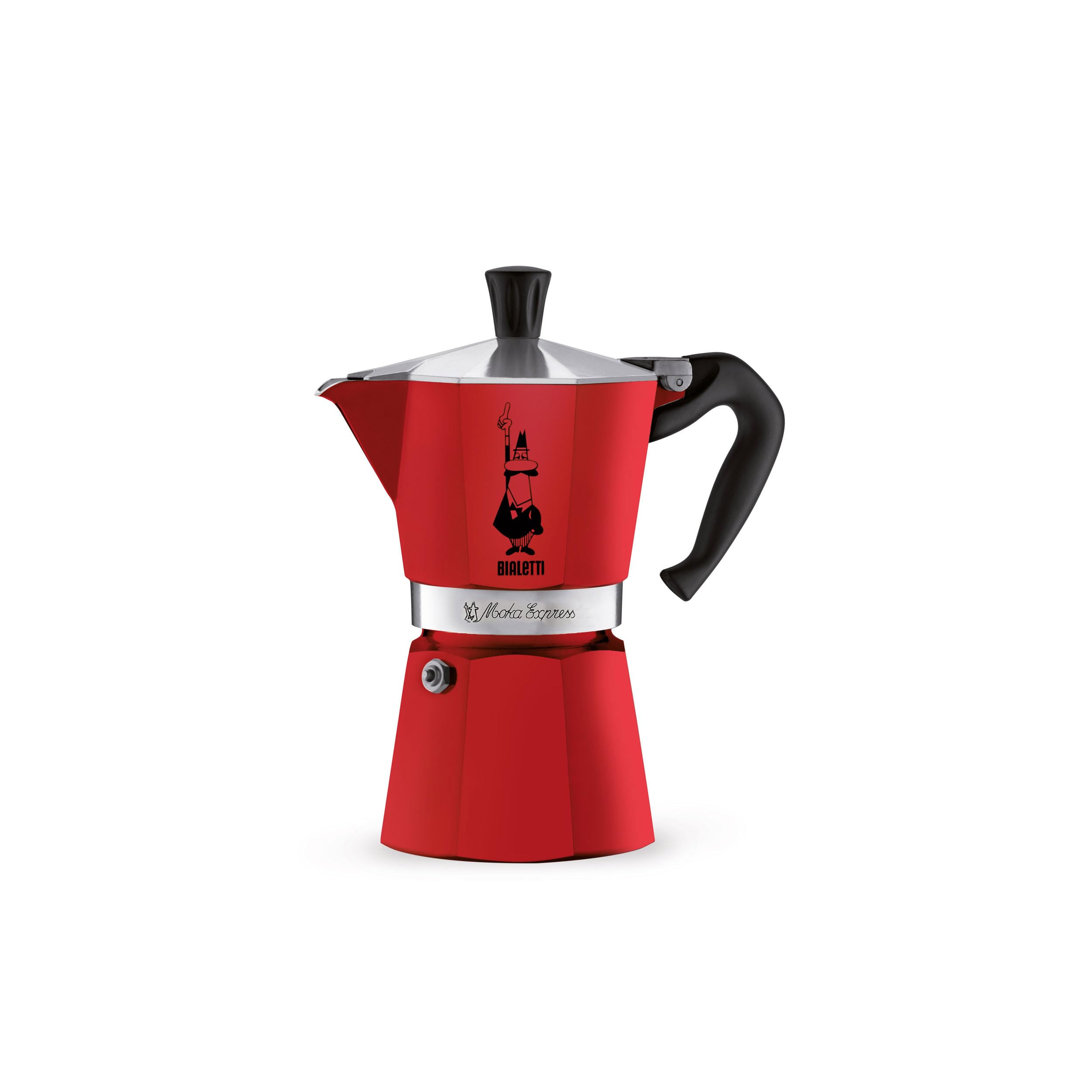 Bialetti - Moka Express: Iconic Stovetop Espresso Maker, Makes Real Italian Coffee, Moka Pot 6 Cups (6 Oz), Aluminium, Red