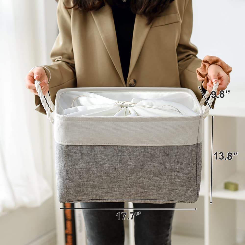 Thewarmhome Storage Baskets For Organizing, 17L  13.7W  9.8H Jumbo 3 Pack Foldable Storage Bins For Shelves, Fabric Storage Box