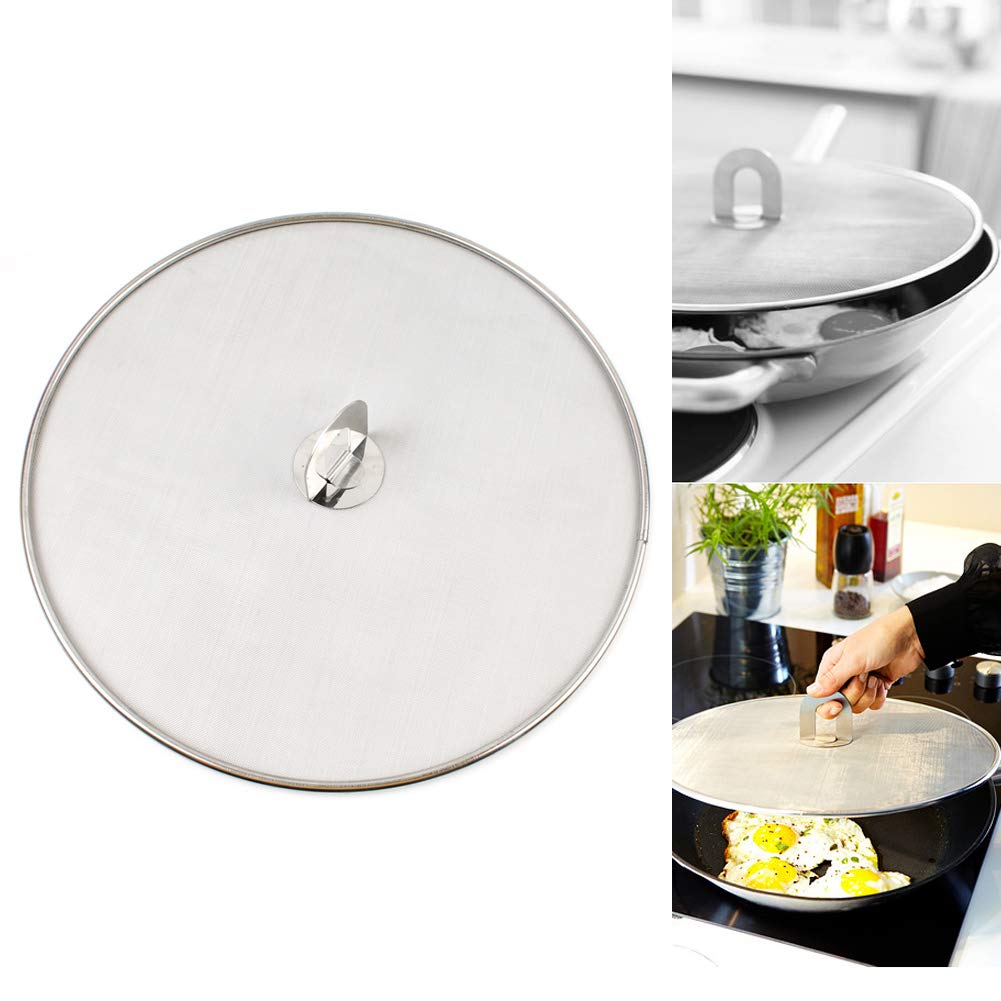 Stainless Steel Splatter Screen Mesh Pan Pot Lid Cover Oil Resist Splash Guard Frying Cooking Tools Practical Kitchen Accessorie