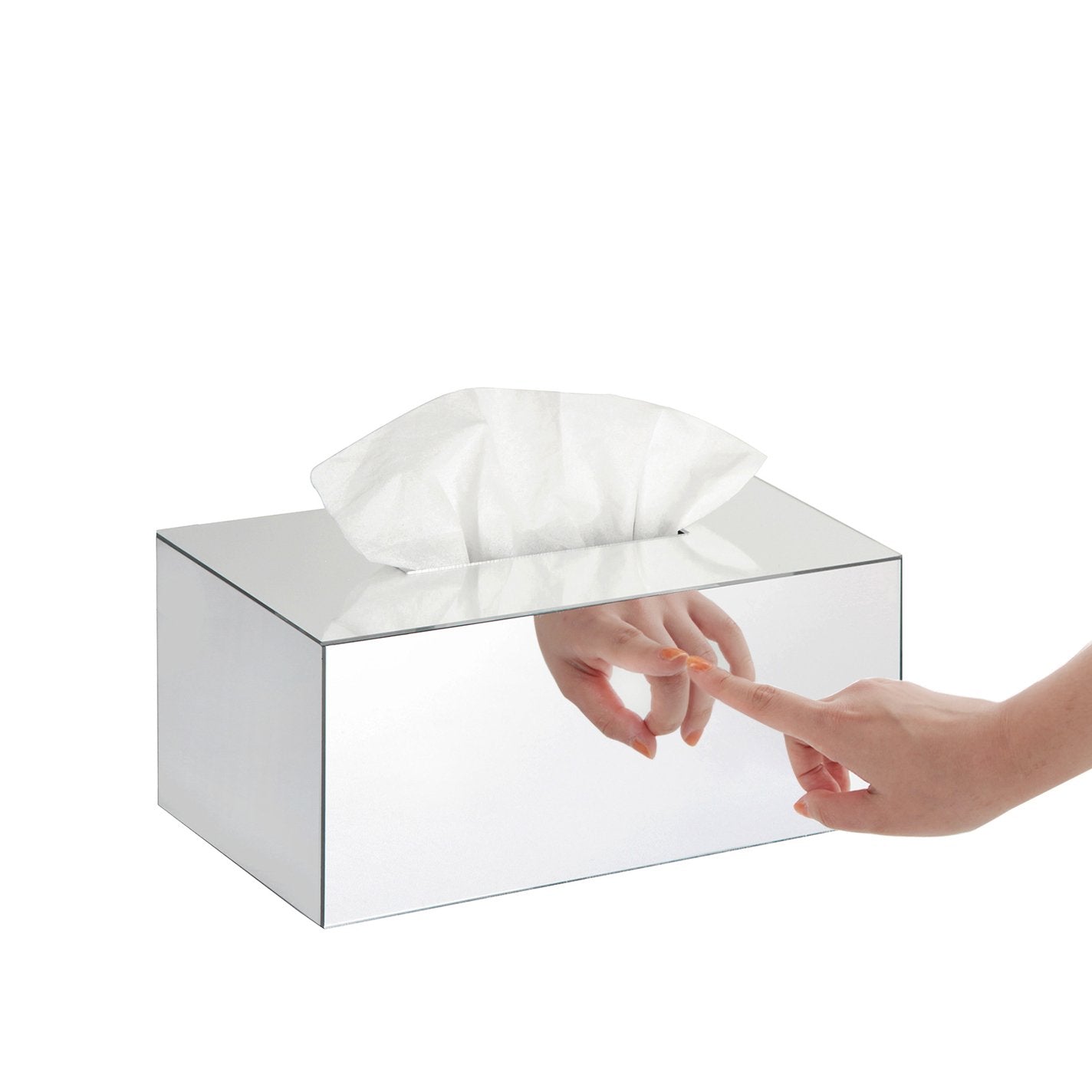 Jackcubedesign Overall Acrylic Mirror Rectangle Tissue Box Holder Case Storage Case Stand Box Napkin Holder Organizer (9.53 X 5.