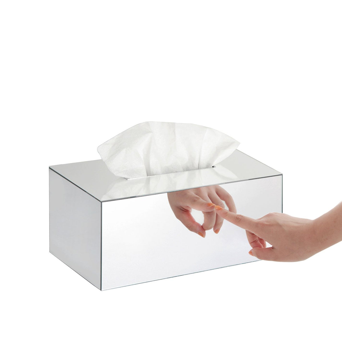 Jackcubedesign Overall Acrylic Mirror Rectangle Tissue Box Holder Case Storage Case Stand Box Napkin Holder Organizer (9.53 X 5.
