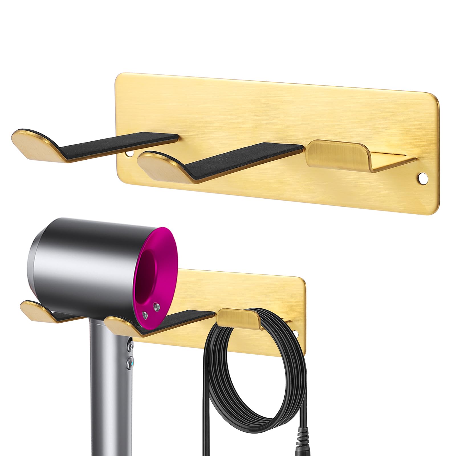 Yougridda Hair Dryer Holder, Wall Mounted Rack Compatible With All Hair Dryer, Space Organizer For Bathroom/Bedroom/Washroom/Bar