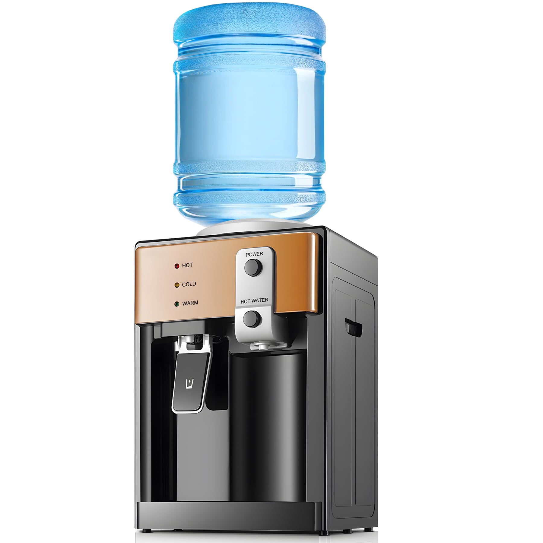 Water Dispenser, Top Loading Water Cooler For 1.2 To 5 Gallon, 3 Temperature Settings Room Temperature Water Cold Hot Water Disp