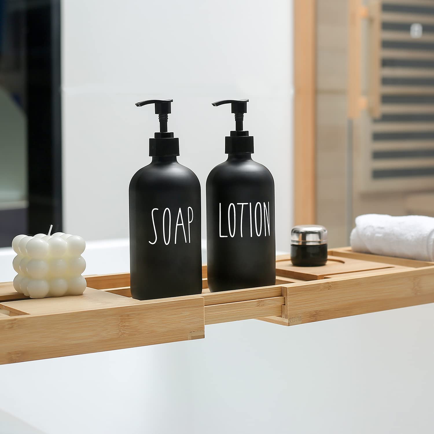 Momeemo Matte Black Soap Dispenser Bathroom Set, Contains Hand Soap Dispenser And Lotion Dispenser. Bathroom Soap Dispenser Set